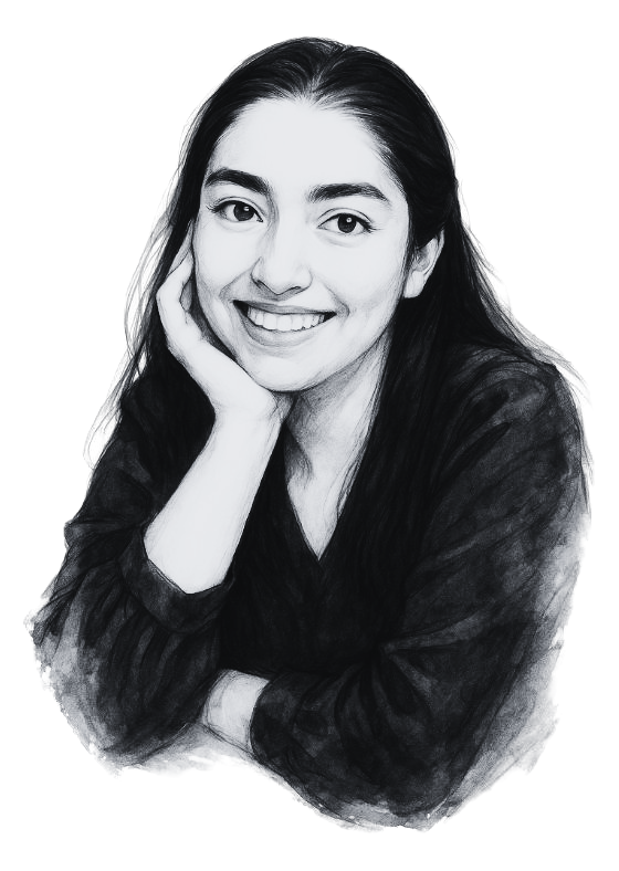 an artistic sketch of the about me picture