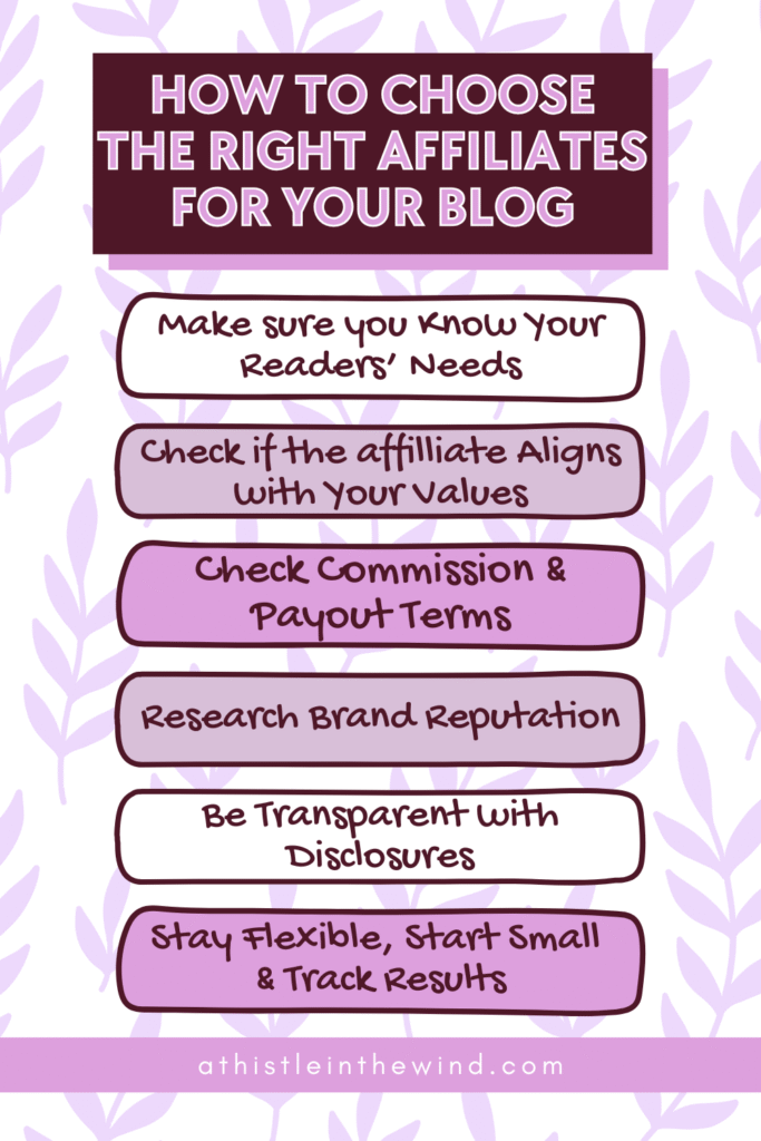 how to choose the right affiliates for your blog