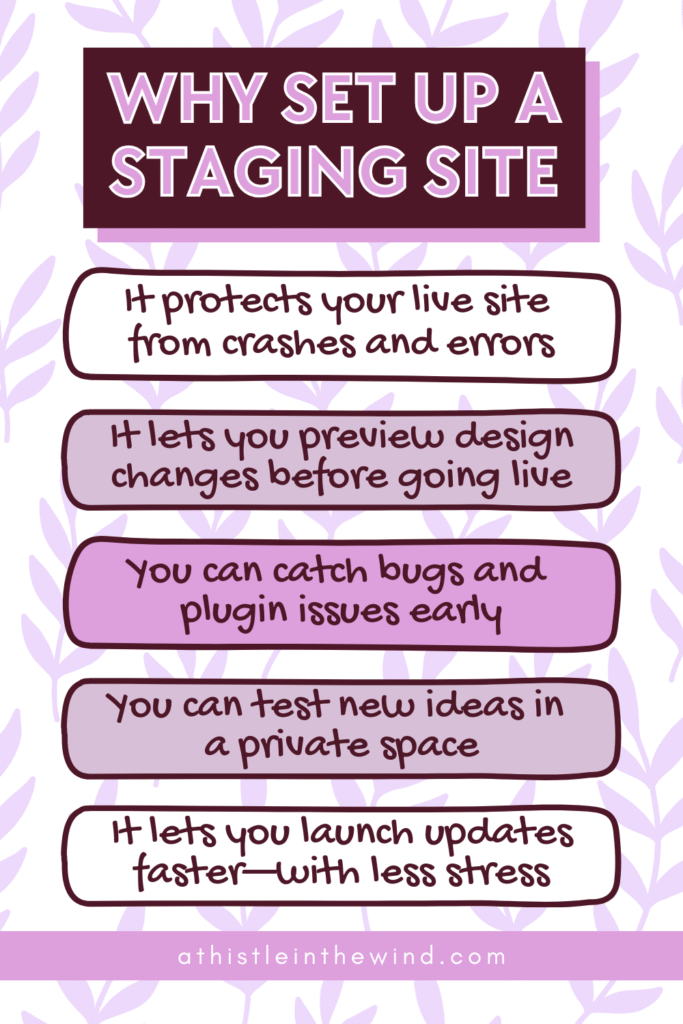 why set up a staging site