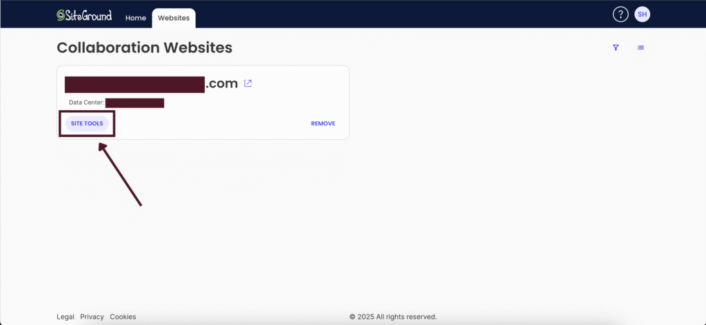 step 1 - log into siteground