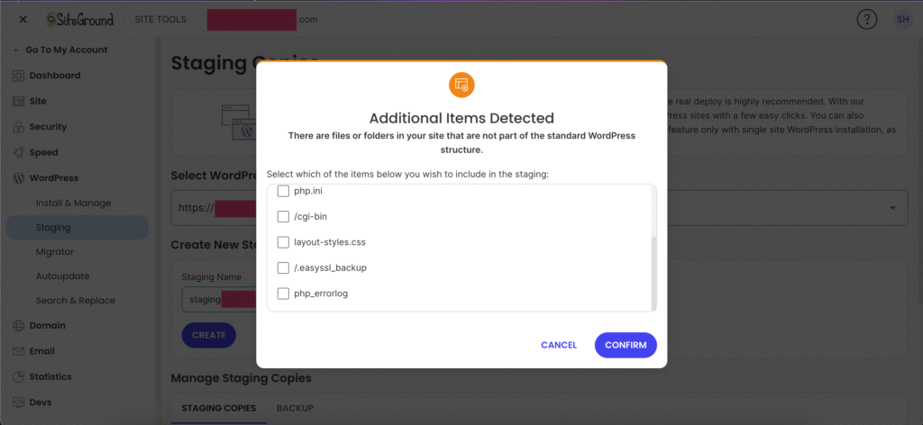 If extra items show up, select all and click Confirm to copy everything.