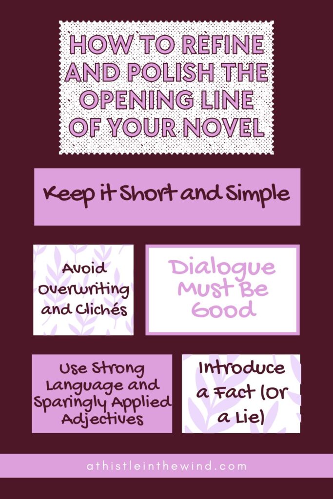 how to refine and polish the opening line of your novel