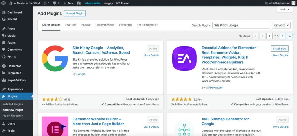 here's how the plugin looks in the search results