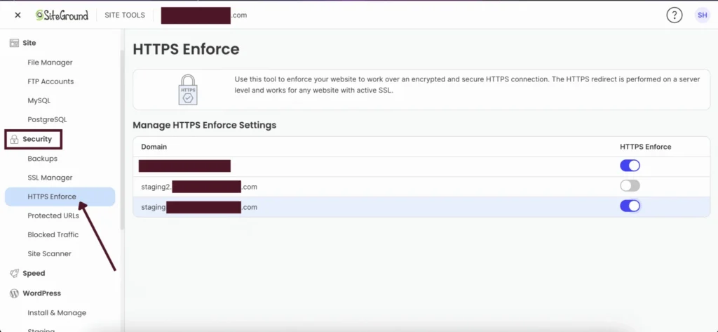go to security > https enforce and toggle it on for your staging site